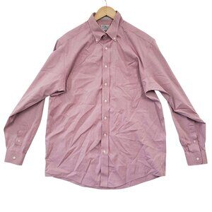 LL Bean Mens‎ Wrinkle Resistant Button Down Oxford Shirt L Tall Pink Cotton